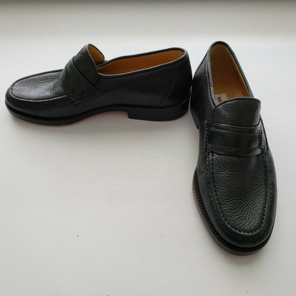 New RENZO FAVERO Men Black Leather Slip On Loafer